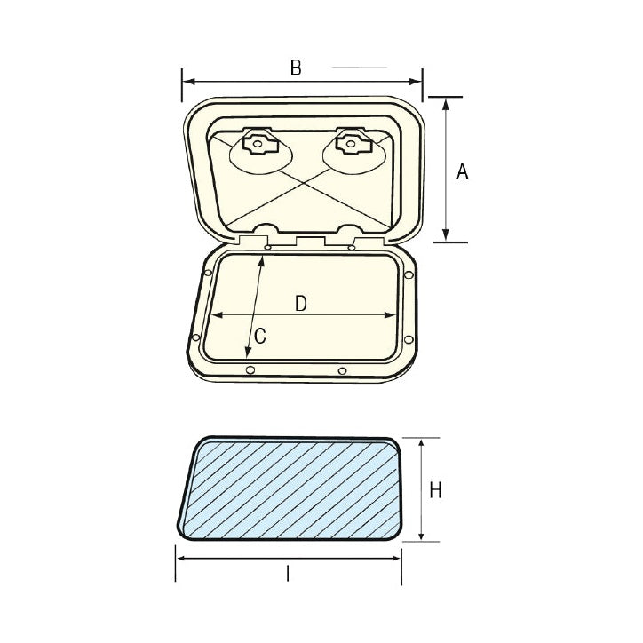 Inspection Access Rectangular Hatch Top Line Gas Storage Container Door - 370 x 390mm
