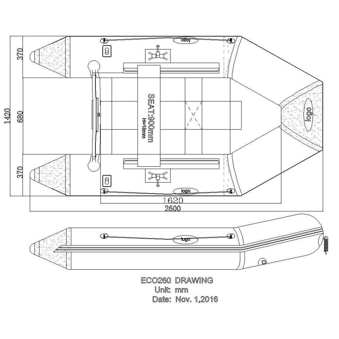 Seago 260 SL Inflatable Dinghy With Dinghy Wheels - Slatted