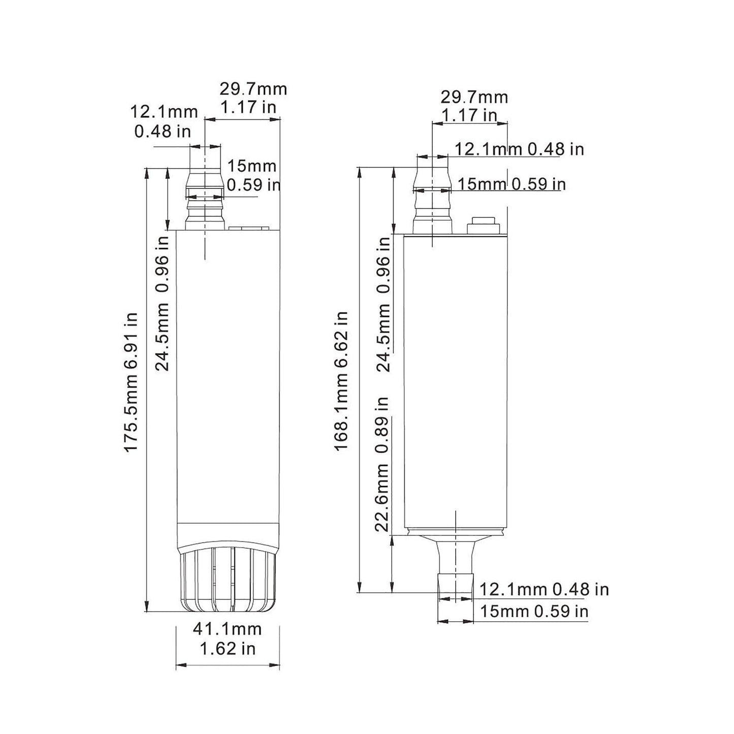 SEAFLO Inline Pump 280gph 1m 12V Wire No Clips