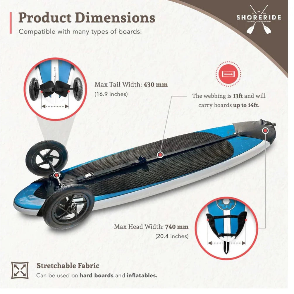 Shoreride SUP Paddle Board Kayak Trolley Wheels