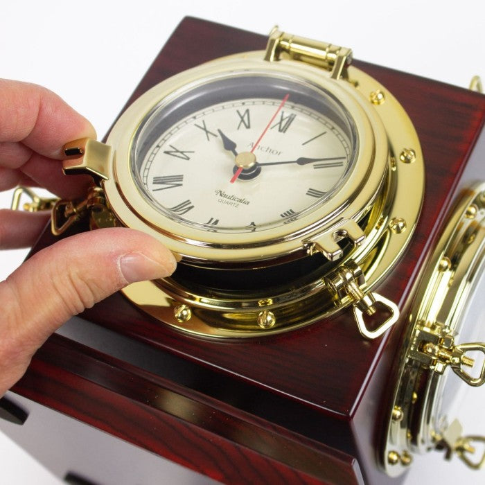 Nauticalia Anchor Porthole Rotating Weather Station, Barometer & Clock