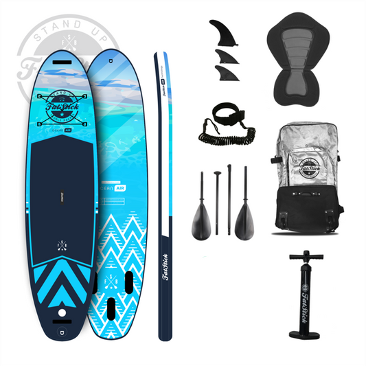 FatStick Pure Art Kid's Blue 9'5 Inflatable Paddle Board SUP Package