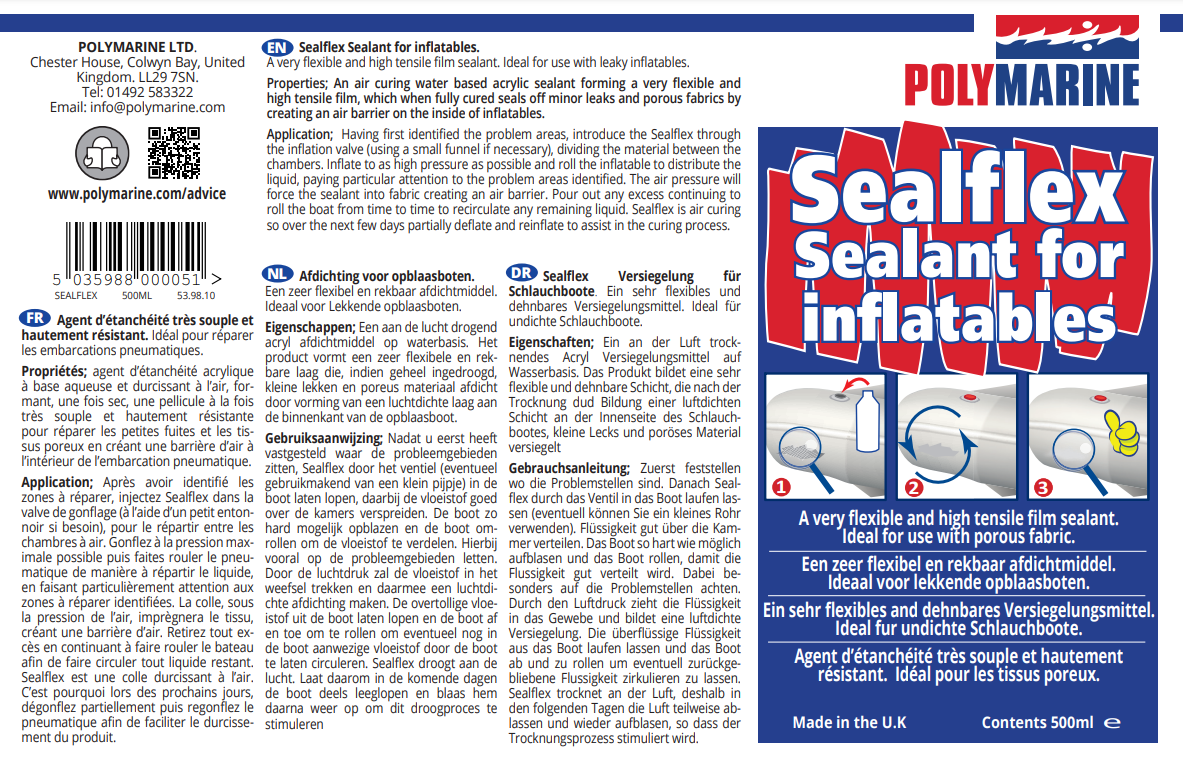 Polymarine Sealflex Inflatable Boat Sealant - 500ml