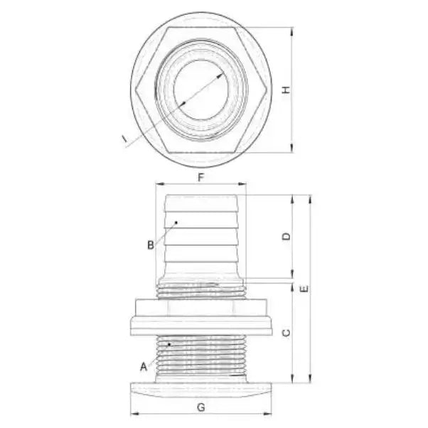 TruDesign Skin Fitting With Hose Tail BSP