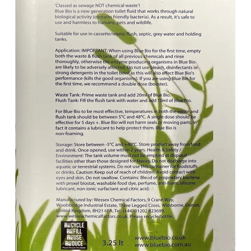 Wessex Chemical Blue Bio Toilet Cleaner Fluid