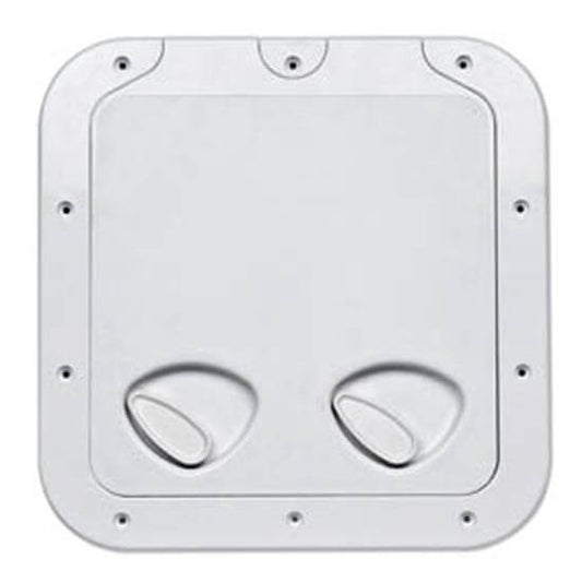 White Hinged Plastic Inspection Hatch - 375 x 370mm Dia