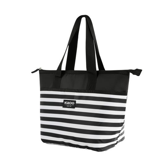 Igloo Essentials Mini Tote Cooler Bag - Black & White Stripes