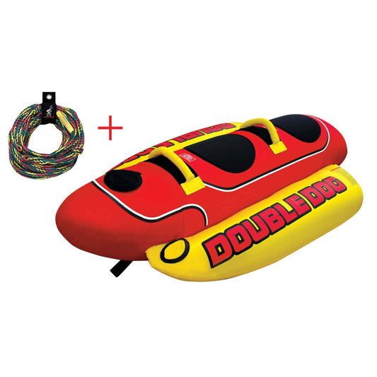 Airhead Double Dog HD-2 Inflatable Towable With 60ft Tow Rope - Banana - 2 Person