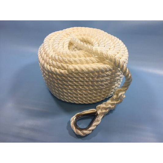 Pre-Spliced 3 Strand Polyester Anchor Rope / Warp 12mm x 30mtr