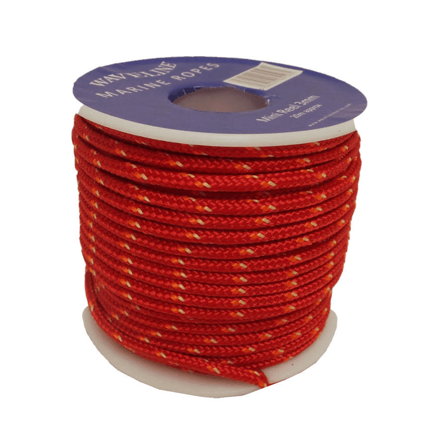 Mini Reels 3mm Braided Polyester Cord - Red - Orange / Yellow Fleck