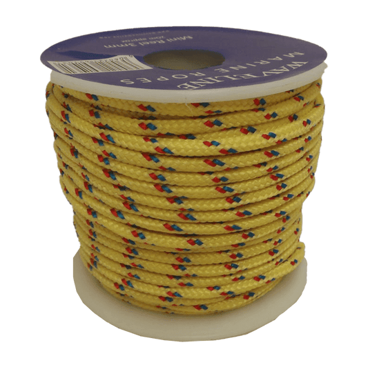Mini Reels 3mm Braided Polyester Cord - Yellow - Blue / Red Fleck