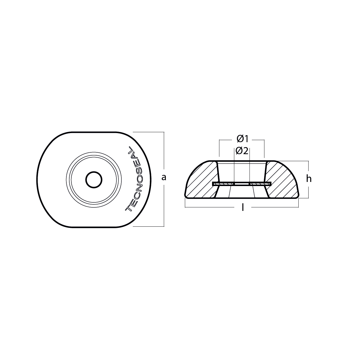 Tecnoseal 00101 Series Heavy Duty UK Disc Rudder Anode