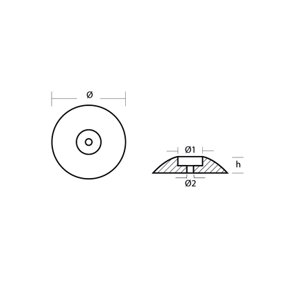 Tecnoseal 00100 Series Standard Disc Rudder Anode