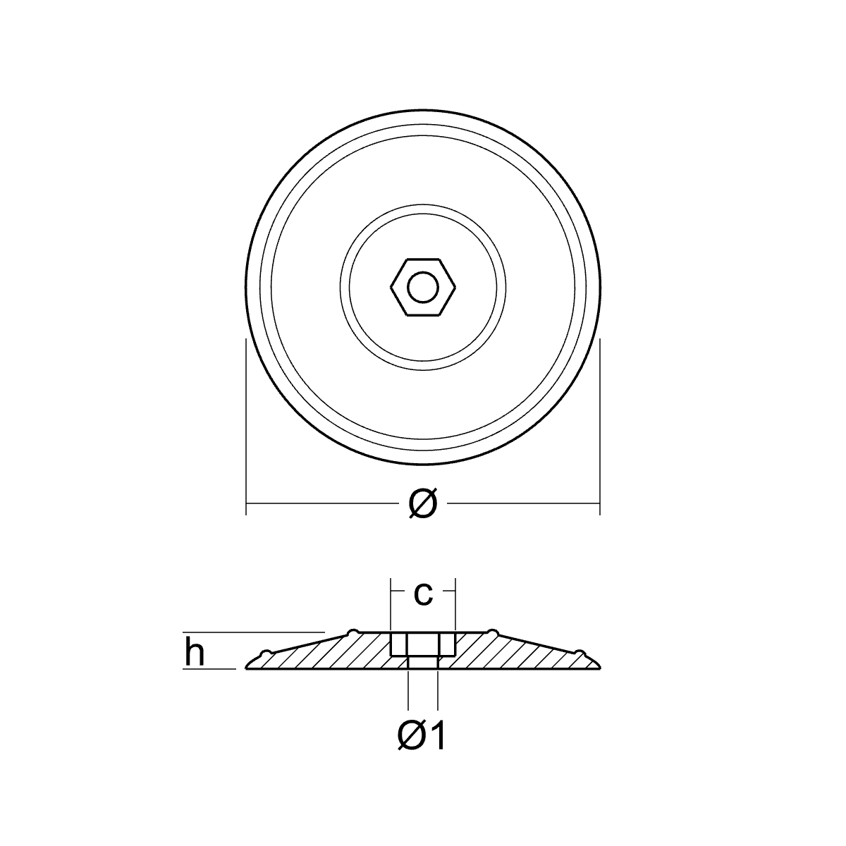 Tecnoseal 0101E Series Pair Of Disc Rudder Anode