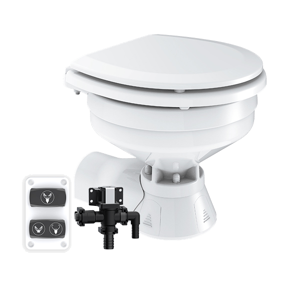 SEAFLO Quiet Flush Freshwater Electric Marine Toilet - Compact Size Bowl