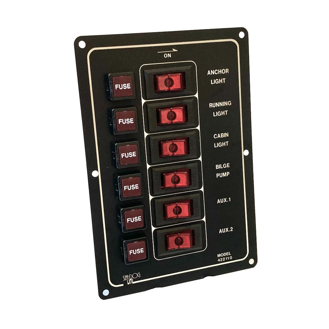 Aluminium 6 Gang Vertical Switch Panel – Marine Scene