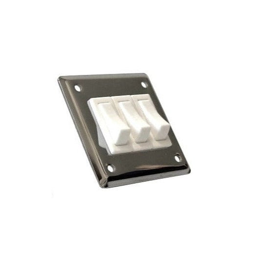 Stainless Steel Triple Light Wall Switch - 12v / 15A