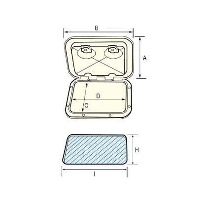 Inspection Access Rectangular Hatch Top Line Gas Storage Container Door - 370 x 390mm