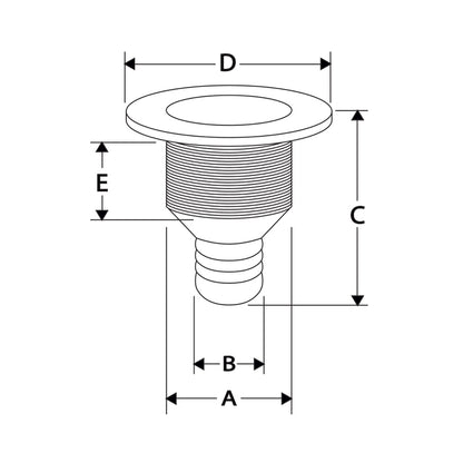 Nuova Rade Thru Hull Easy Mount Skin Fitting With Hose Tail BSP