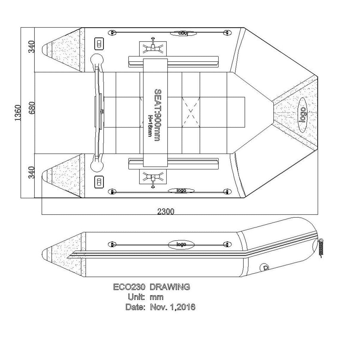 Seago 230 SL Inflatable Dinghy With Dinghy Cover - Slatted