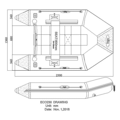 Seago 230 SL Inflatable Dinghy With Dinghy Cover - Slatted