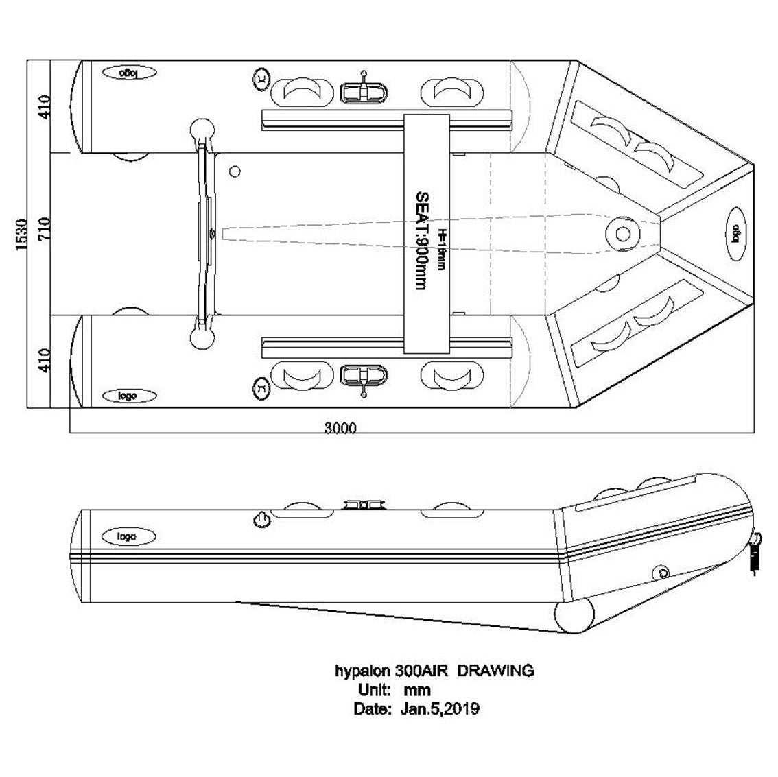 Seago Hypalon HY300 Inflatable Dinghy - Air Deck