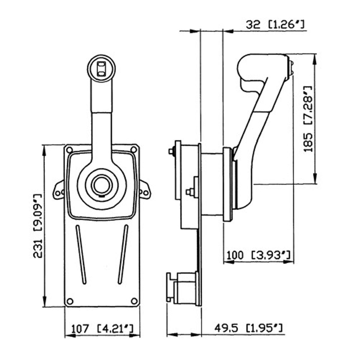 Ultraflex B184 Single Lever Side Mount Control With Positive Lock-In Neutral And Trim Switch