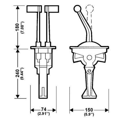 Ultraflex B58R Twin Bent Lever Top Mount Throttle, Gear And Interlock Control - Right Hand