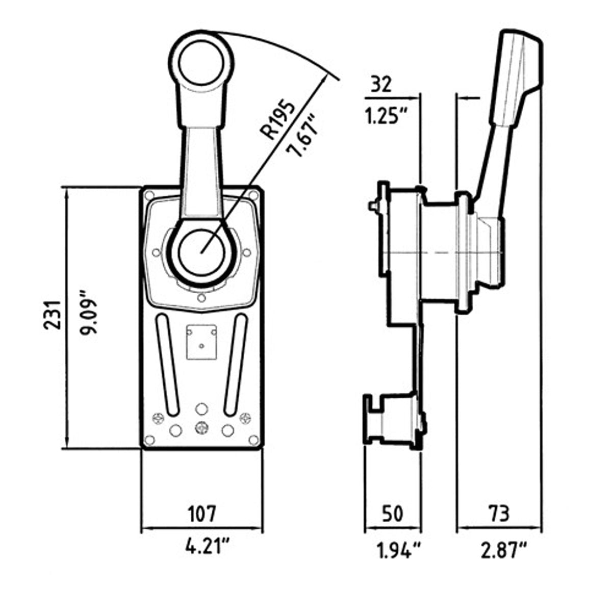 Ultraflex B85 Single Lever Side Mount Control With Positive Lock-In Neutral