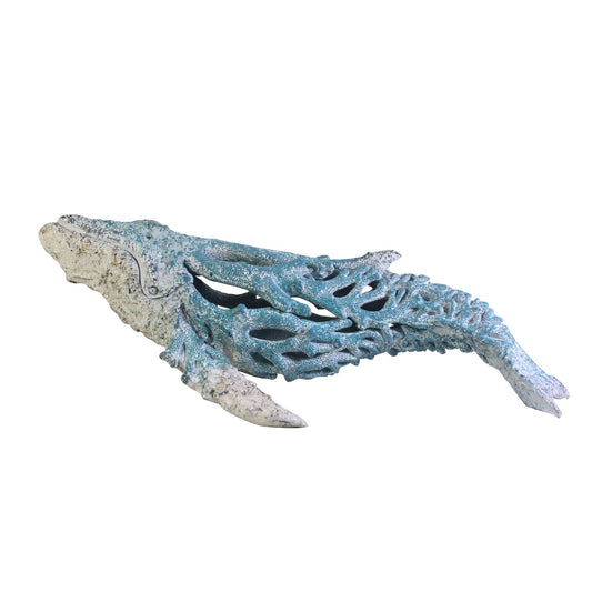 Hanah Coral Creatures Humpback Whale Hand Painted Resin Nautical Gift - 50cm