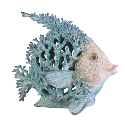 Hanah Coral Creatures Angel Fish Hand Painted Resin Nautical Gift - 28cm