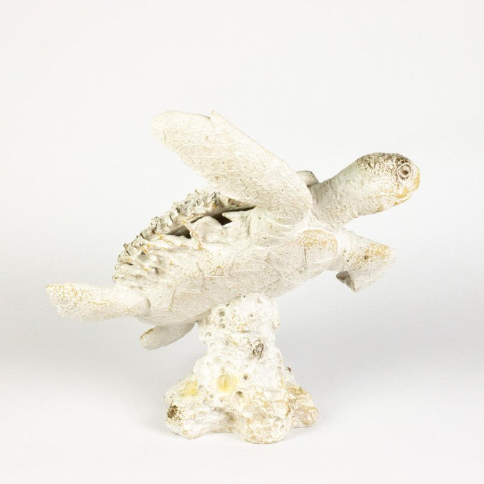 Hanah Coral Creatures Turtle Hand Painted Resin Nautical Gift - 26cm