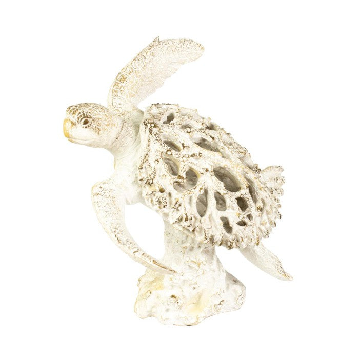 Hanah Coral Creatures Turtle Hand Painted Resin Nautical Gift - 26cm