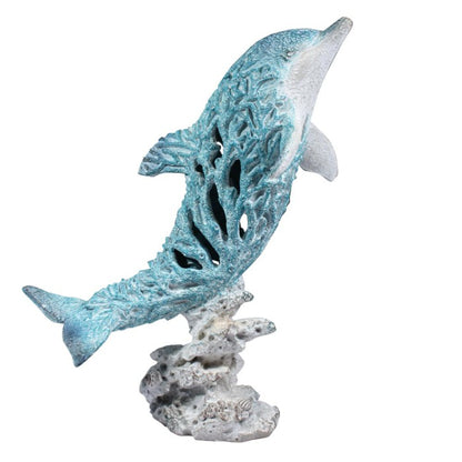 Hanah Coral Creatures Dolphin Hand Painted Resin Nautical Gift - 37cm