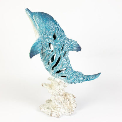 Hanah Coral Creatures Dolphin Hand Painted Resin Nautical Gift - 37cm