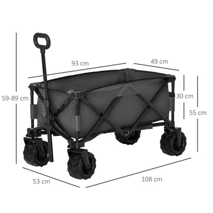 Outsunny Outdoor Pull Along Folding Cargo Wagon Trolley