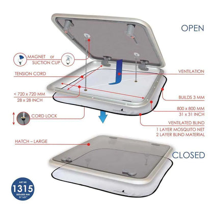 Waterline Design Ventilated Anti Mosquito/Insect Hatch Cover