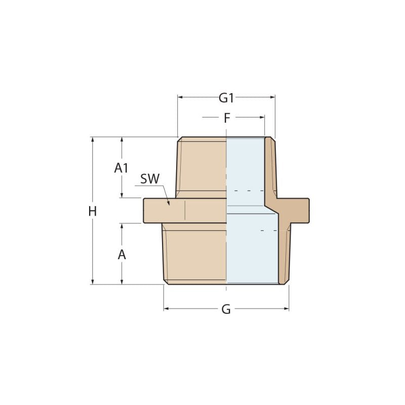 Guidi Bronze Reducing Nipple Male To Male