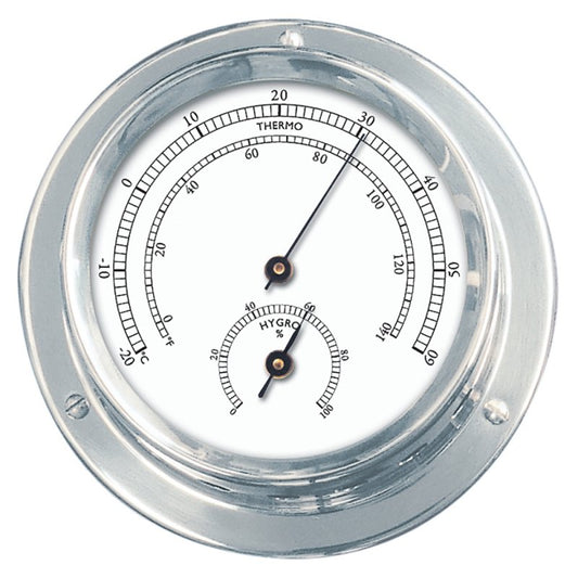 Talamex Series 110 Chrome Plated Brass Thermometer & Hygrometer - 110mm