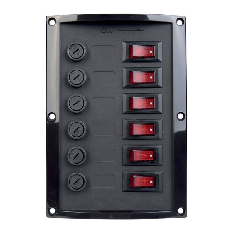 Talamex 6 Gang / Way Switch Panel With Fused Circuits - Vertical