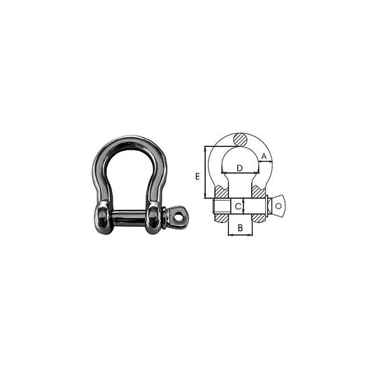 Waveline Stainless Steel Steel Bow Shackle