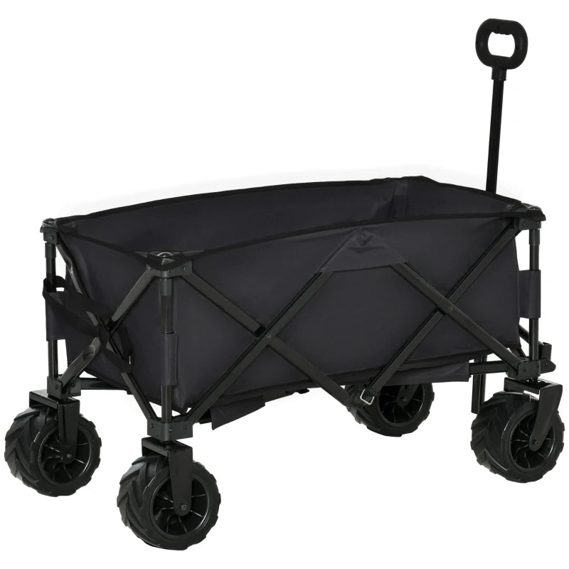 Outsunny Outdoor Pull Along Folding Cargo Wagon Trolley