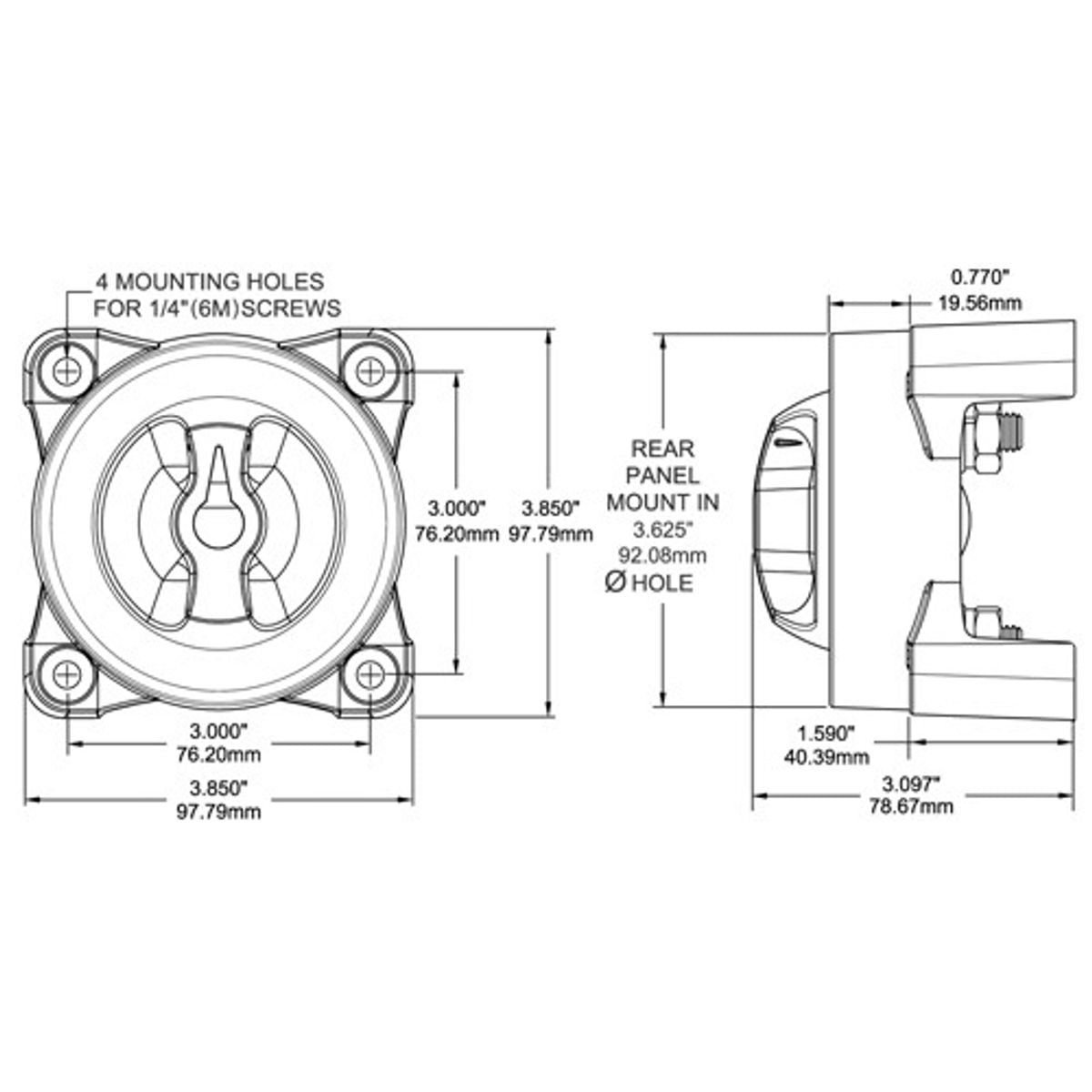Blue Sea E Series Battery Switch 4 Position Selector