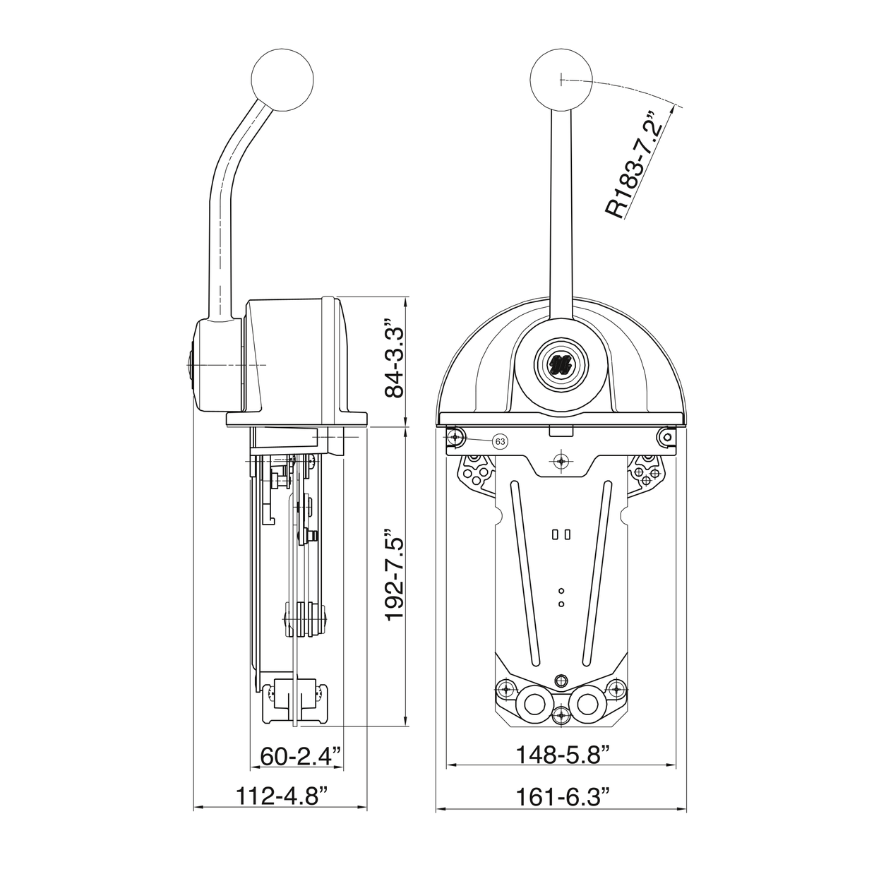 Ultraflex B301 Low Profile Single Lever Top Mount Control