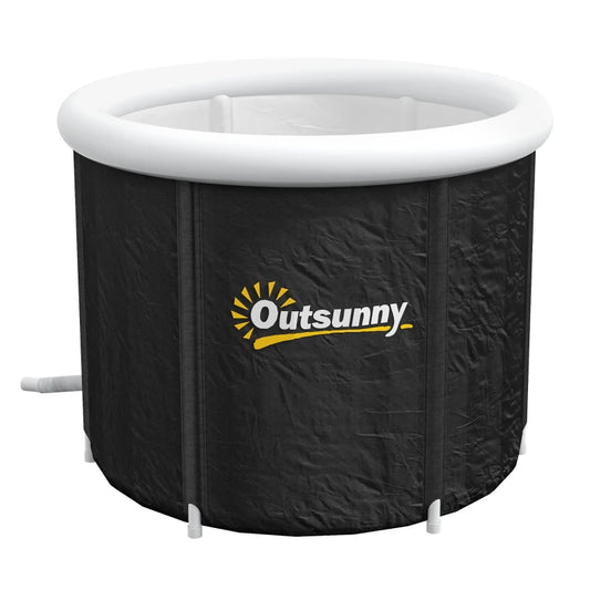 Outsunny Portable Ice Bath Tub Outdoor Cold Plunge Pool with Lid - Black