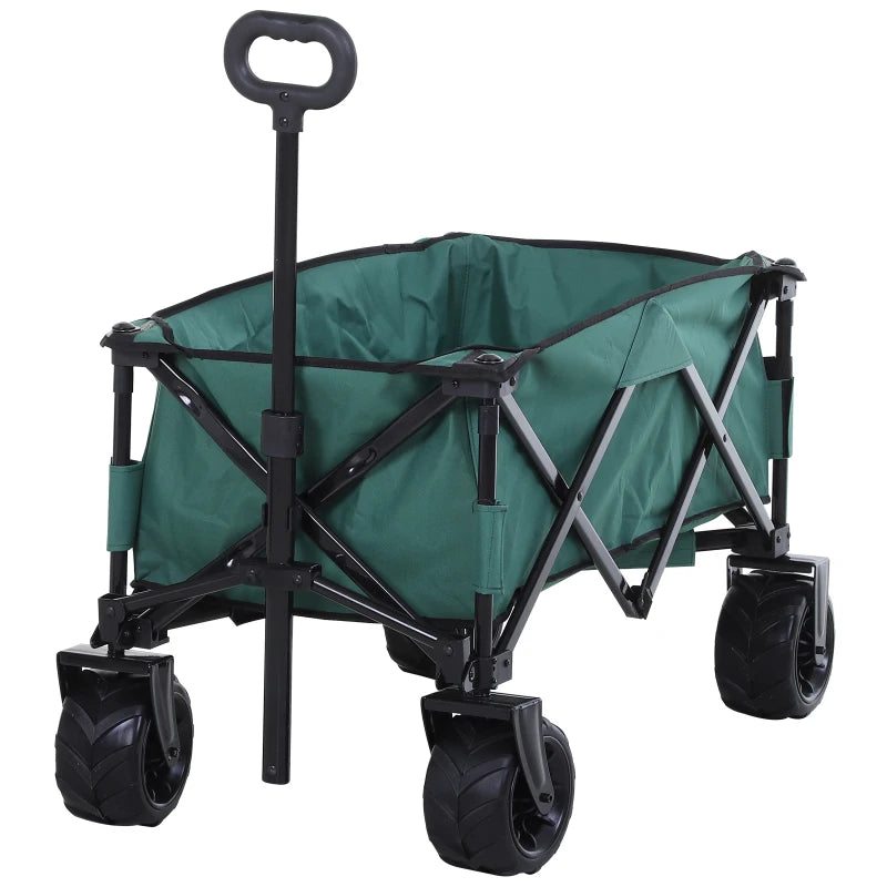 Outsunny Outdoor Pull Along Folding Cargo Wagon Trolley