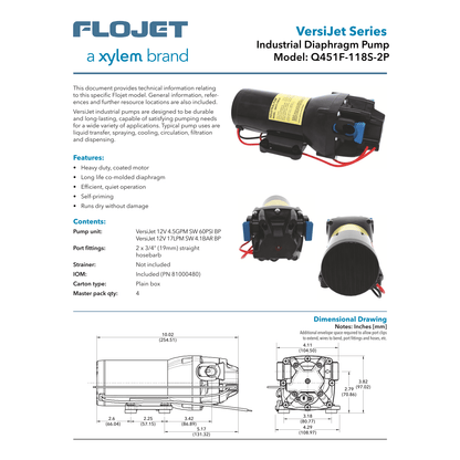 Flojet Versijet Series 4-Chamber Self Priming Diaphragm Piston Demand Pump