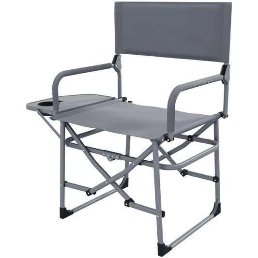 Foldable Director's Style Camping Chair With Side Table