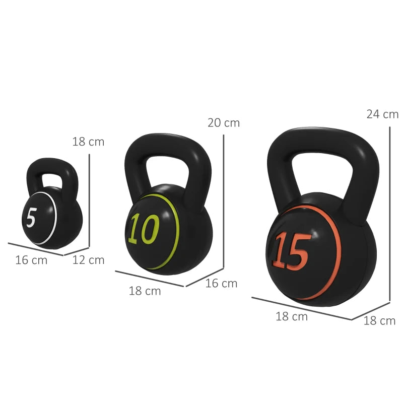 SPORTNOW Three-Piece Kettlebell Set With Storage Tray