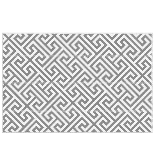 Outsunny Black and White Reversible Outdoor Rug - 121 x 182cm